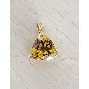 Vintage 14K Gold Citrine Trillion Cut Pendant